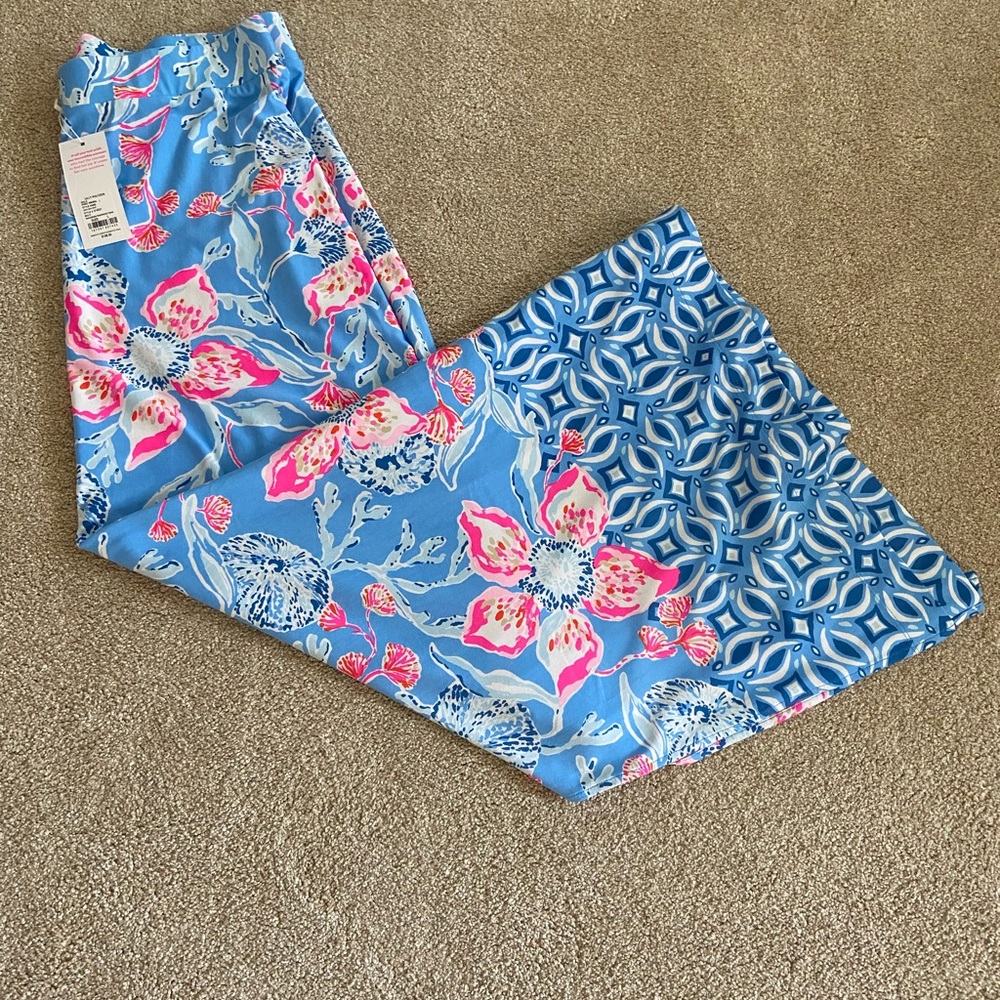 Lilly Pulitzer Blue Maxi Skirt  with Pink blue Floral Design